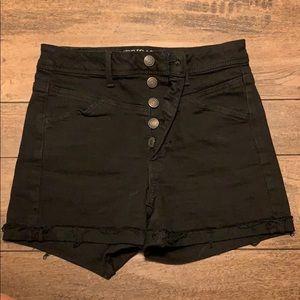 American Eagle black high rise denim shorts